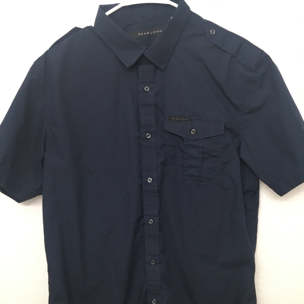 Blue Short Sleeve Men’s dress shirt.